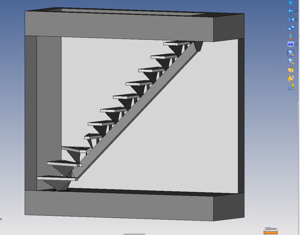 Modélisation 3D d’un escalier sur mesure Sari Maintenance à Terrasson Conception 3D d’un escalier sur mesure entreprise Sari Maintenance Terrasson